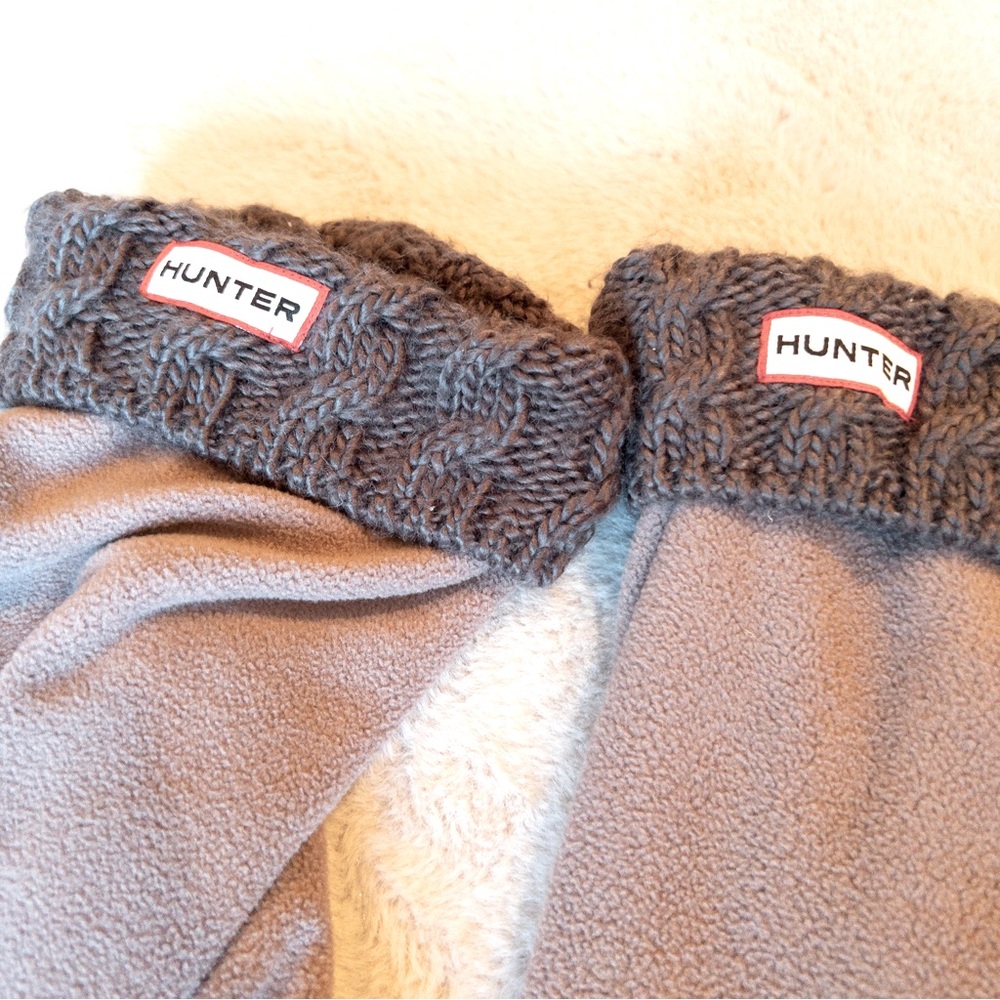 Hunter Cable Knit Welly Boot Socks Charcoal Gray ML US8-10 EU39-42 - Picture 1 of 5